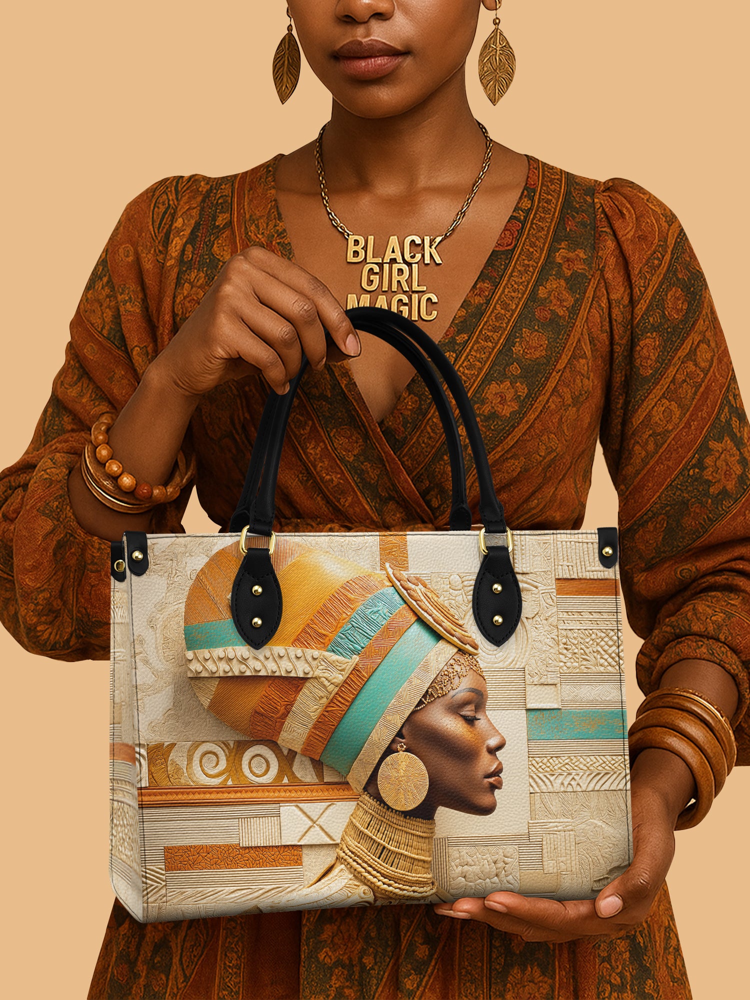 African Queen Majestic Crowned Leather Bag Black Women Bag African American Gifts For Mom