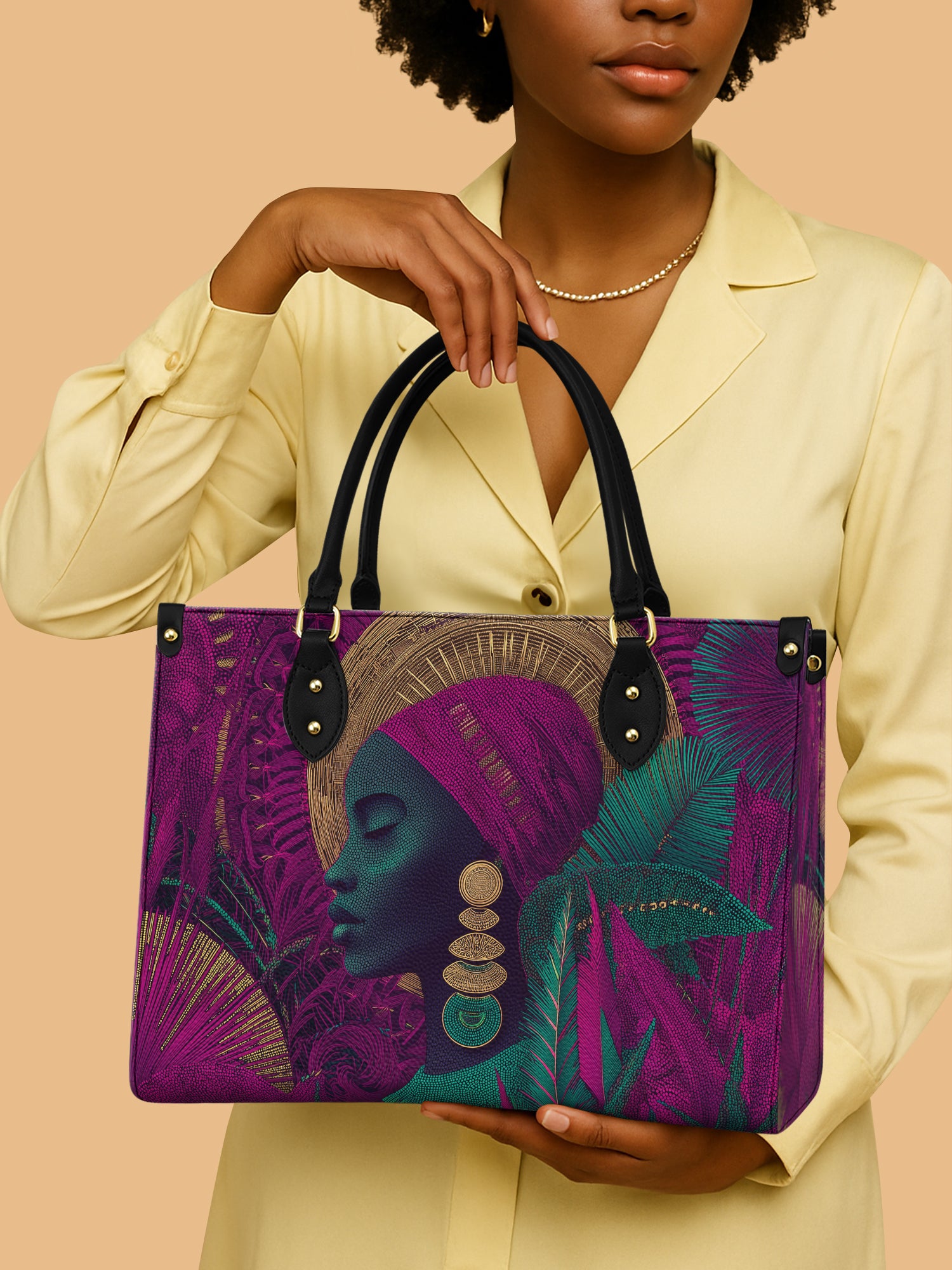 African Queen Modern Egyptian Leather Bag African Art Inspired Bag Black Women Gifts