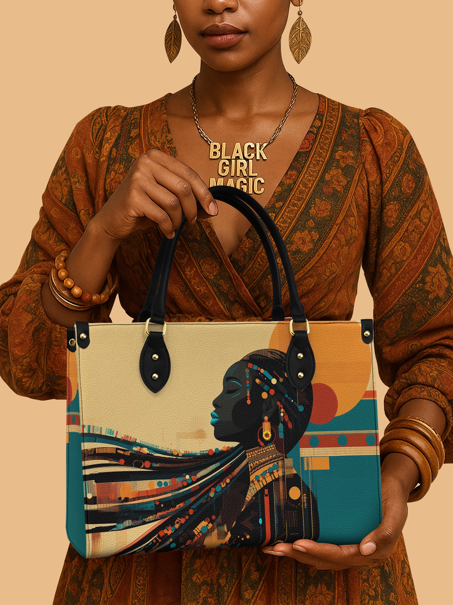 African Queen Of Sahara Leather Bag Black Women Theme Bag African Christmas Gifts For Her