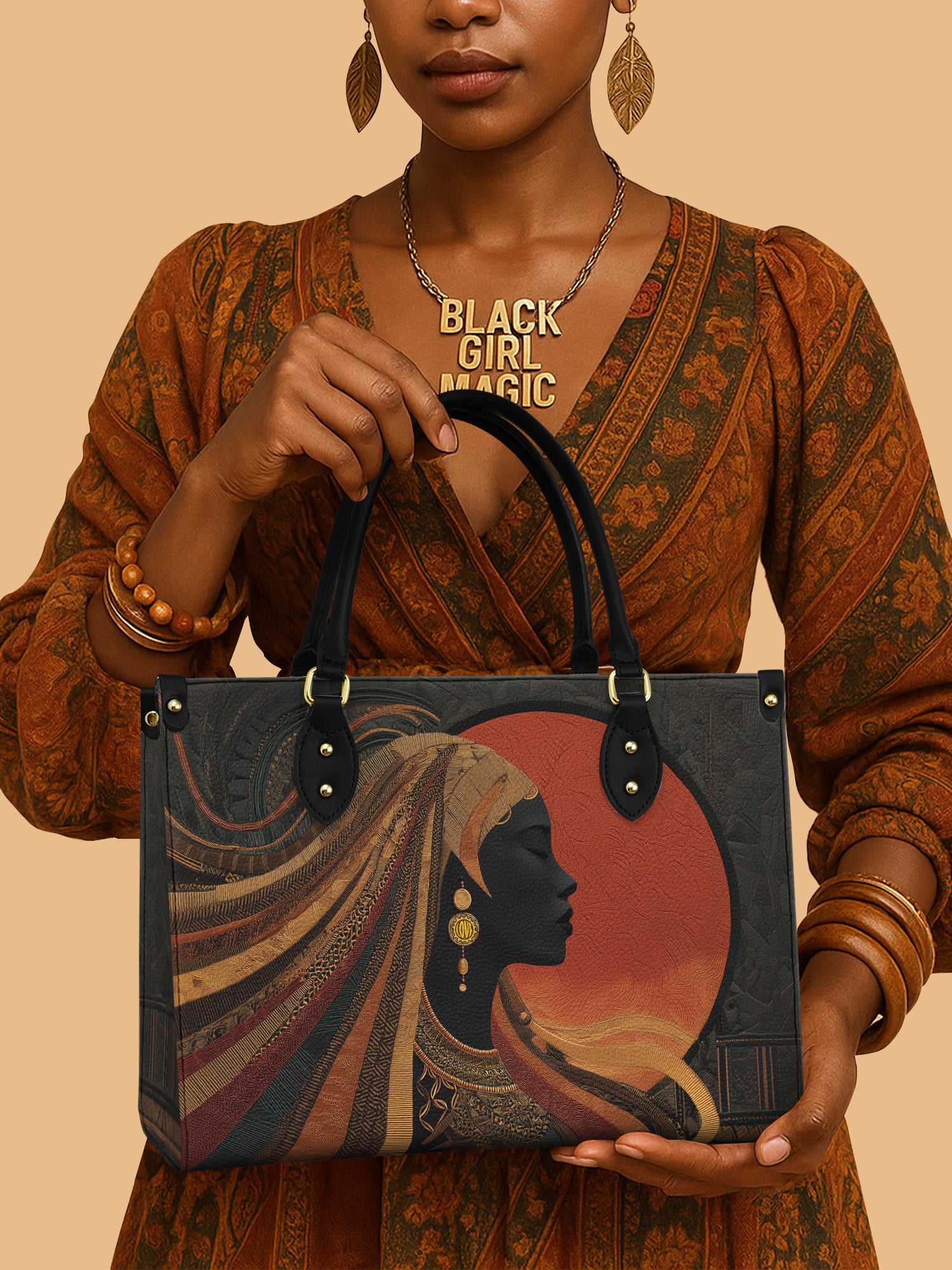 African Queen Oracle Leather Bag Black Women Theme Bag African Art Gifts For Girlfriend
