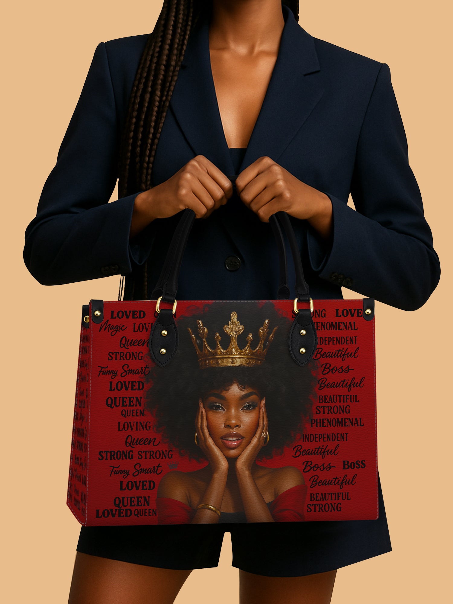 African Queen Phenomenal Leather Bag Black Woman Theme Bag Native Gifts For Strong Woman