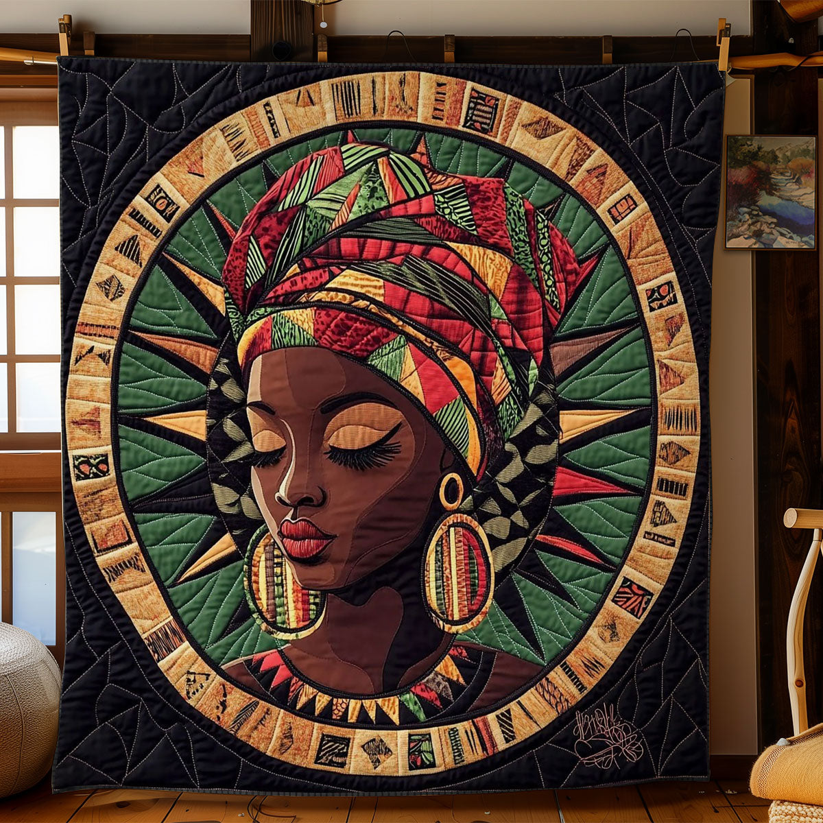 African Queen Quilt Blanket Design Cozy Throw Blanket Holiday Gifts For Art Lovers
