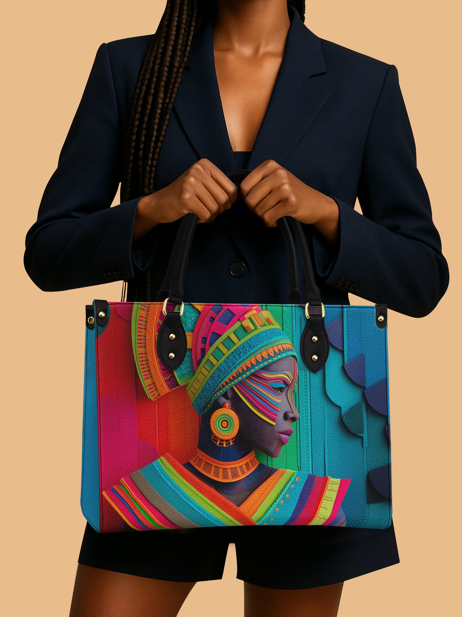 African Queen Rainbow Art Tone Leather Bag Black Woman Theme Handbag Colorful Gifts For Her