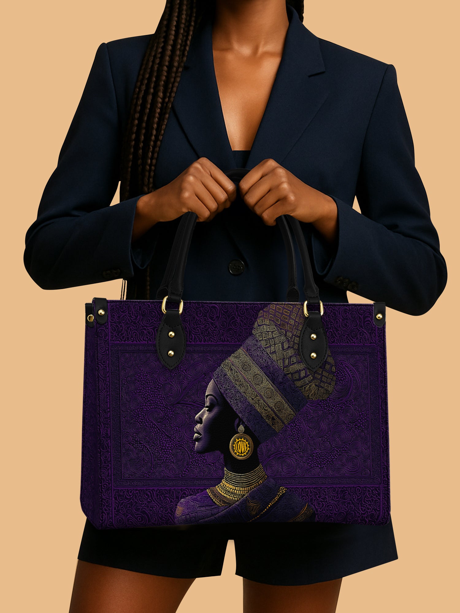 African Queen Regal Silence Leather Bag Black Woman Handbag Elegant African Gifts For Her
