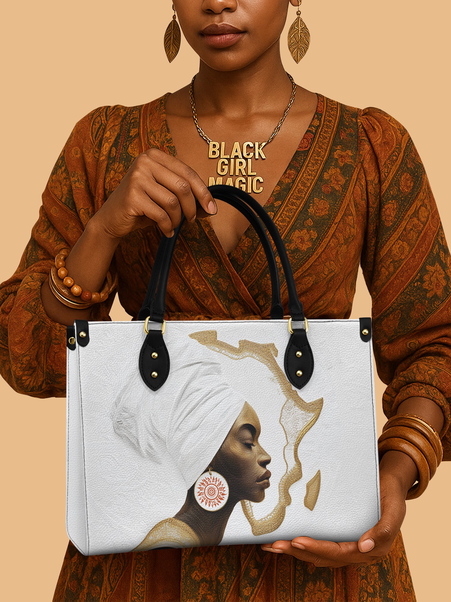 African Queen Sacred Continent Leather Bag Black Women Theme Bag Africa Lover Gifts