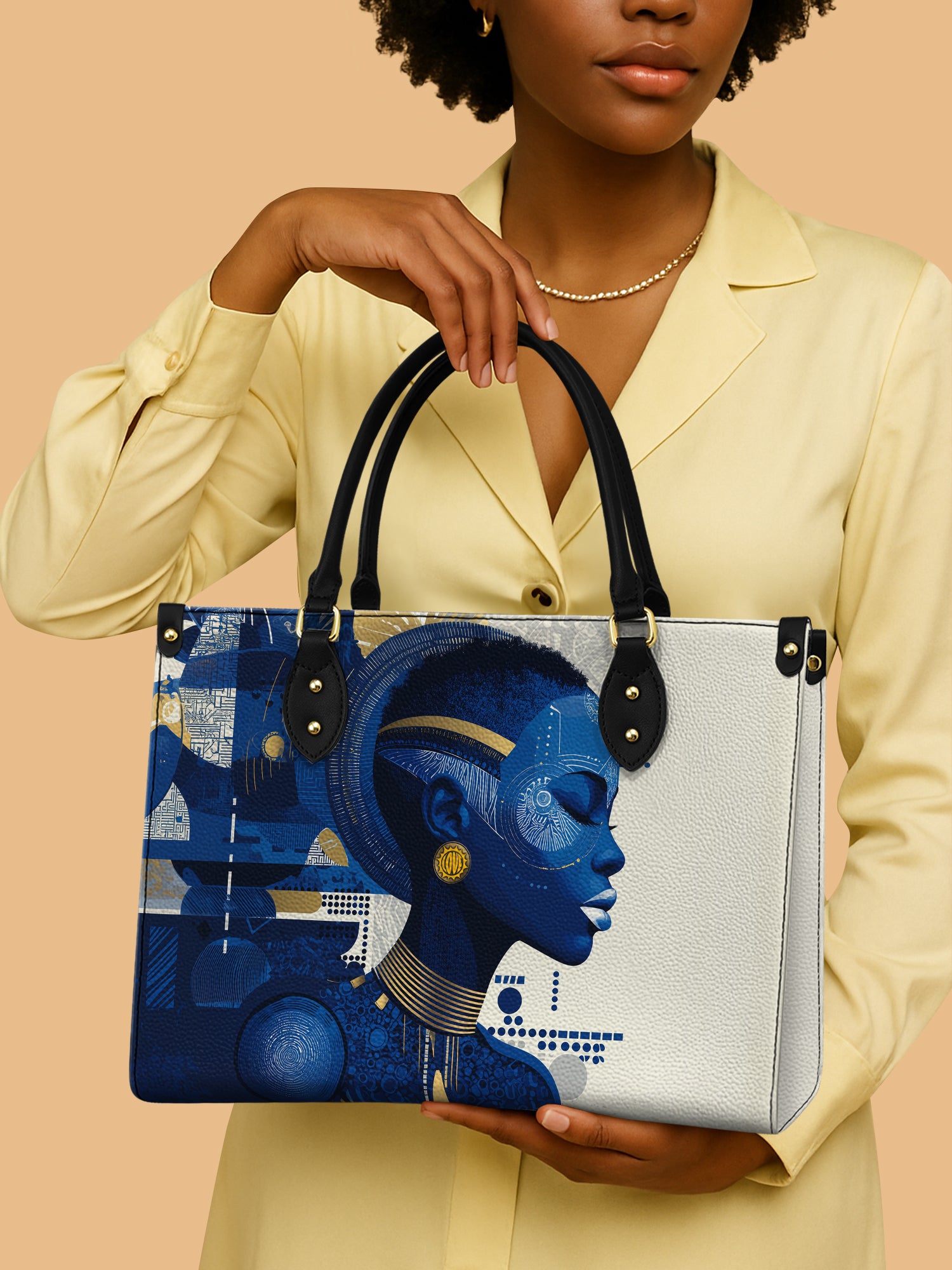 African Queen Sapphire Serenity Art Leather Bag Black Woman Bag African Presents For Her