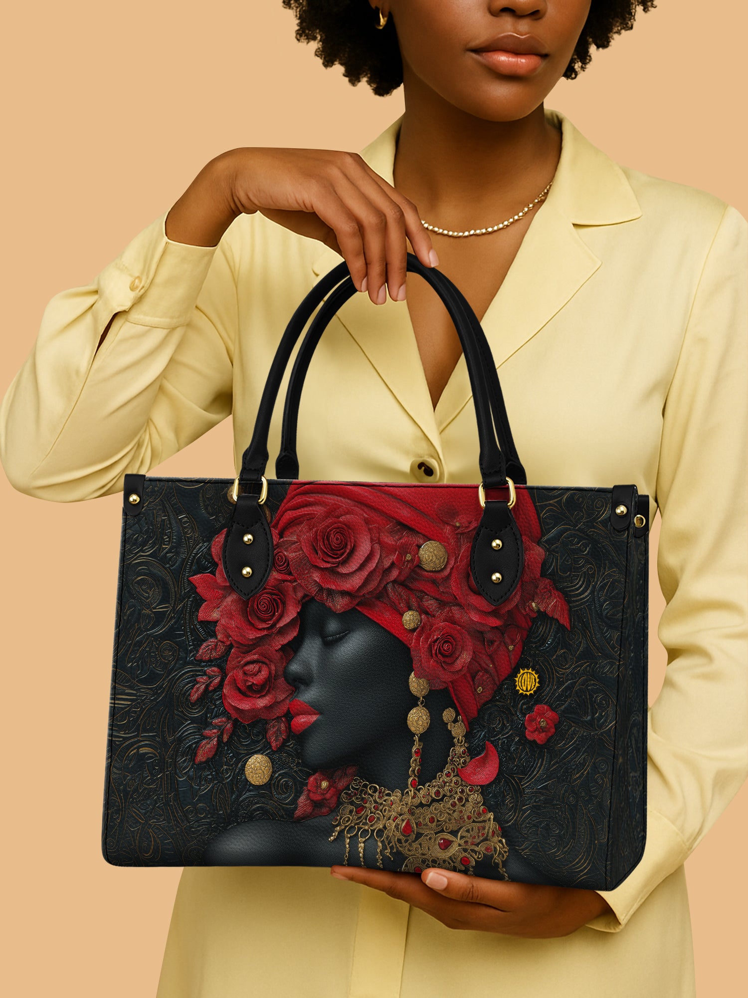 African Queen Scarlet Rose Leather Bag Melanin African American Bag Gifts For Rose Lovers