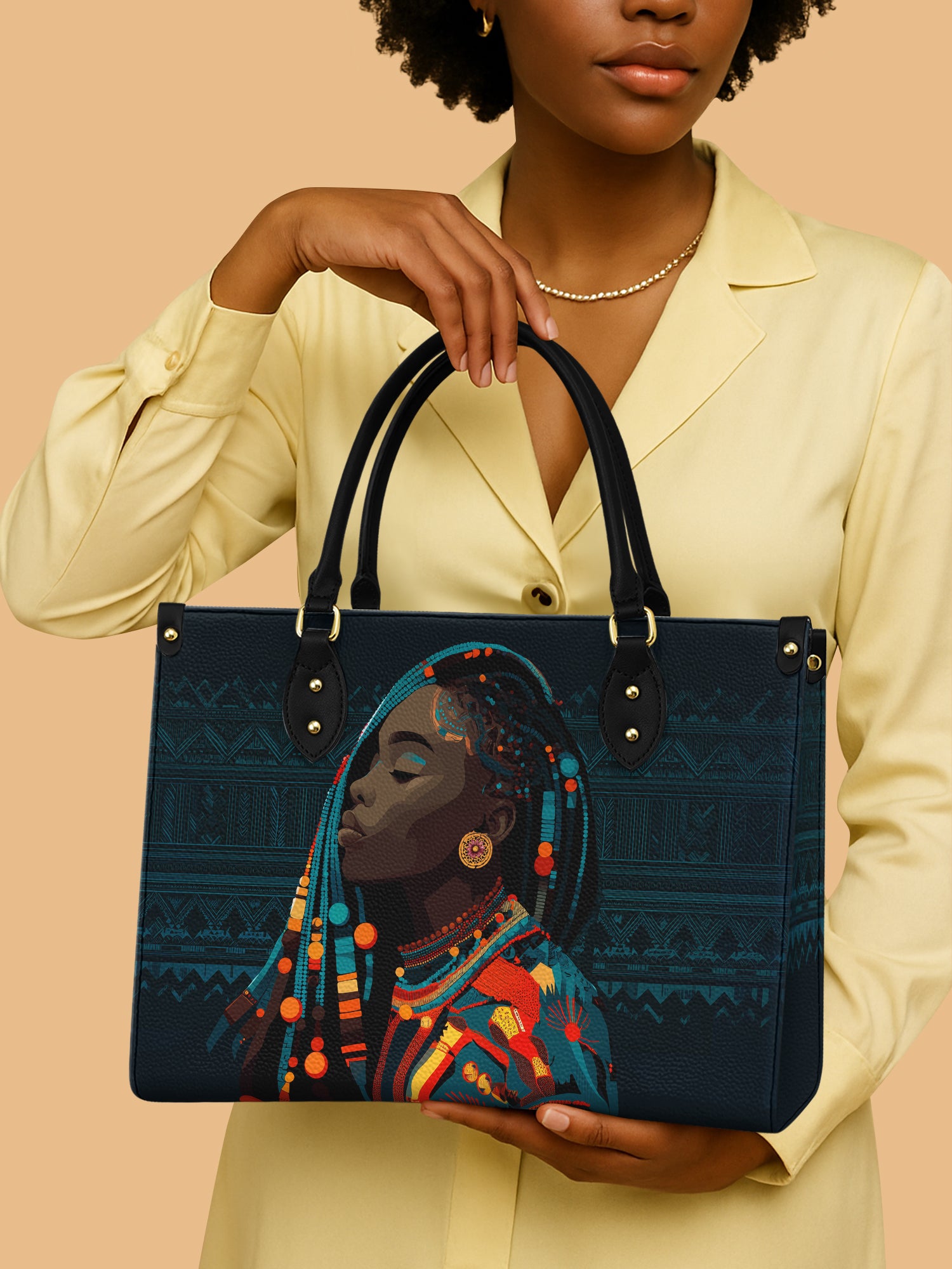 African Queen Soul Of Ubuntu Leather Bag Black Women Theme Handbag African Art Presents
