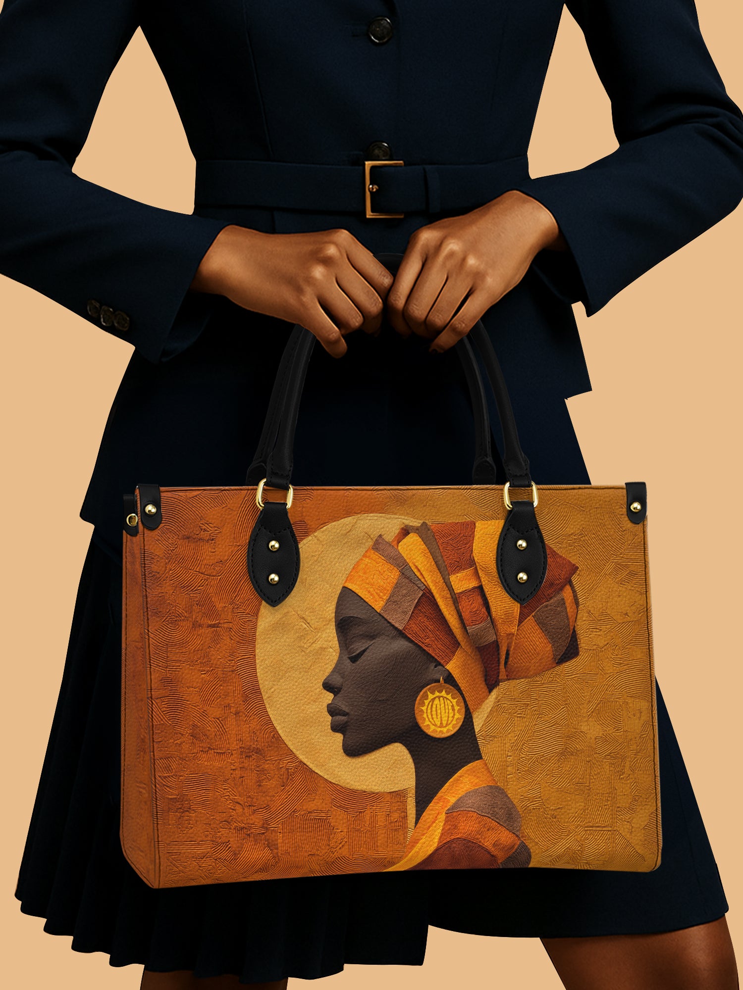 African Queen The Heritage Sun Leather Bag African Art Theme Bag Black Women Gifts For Her