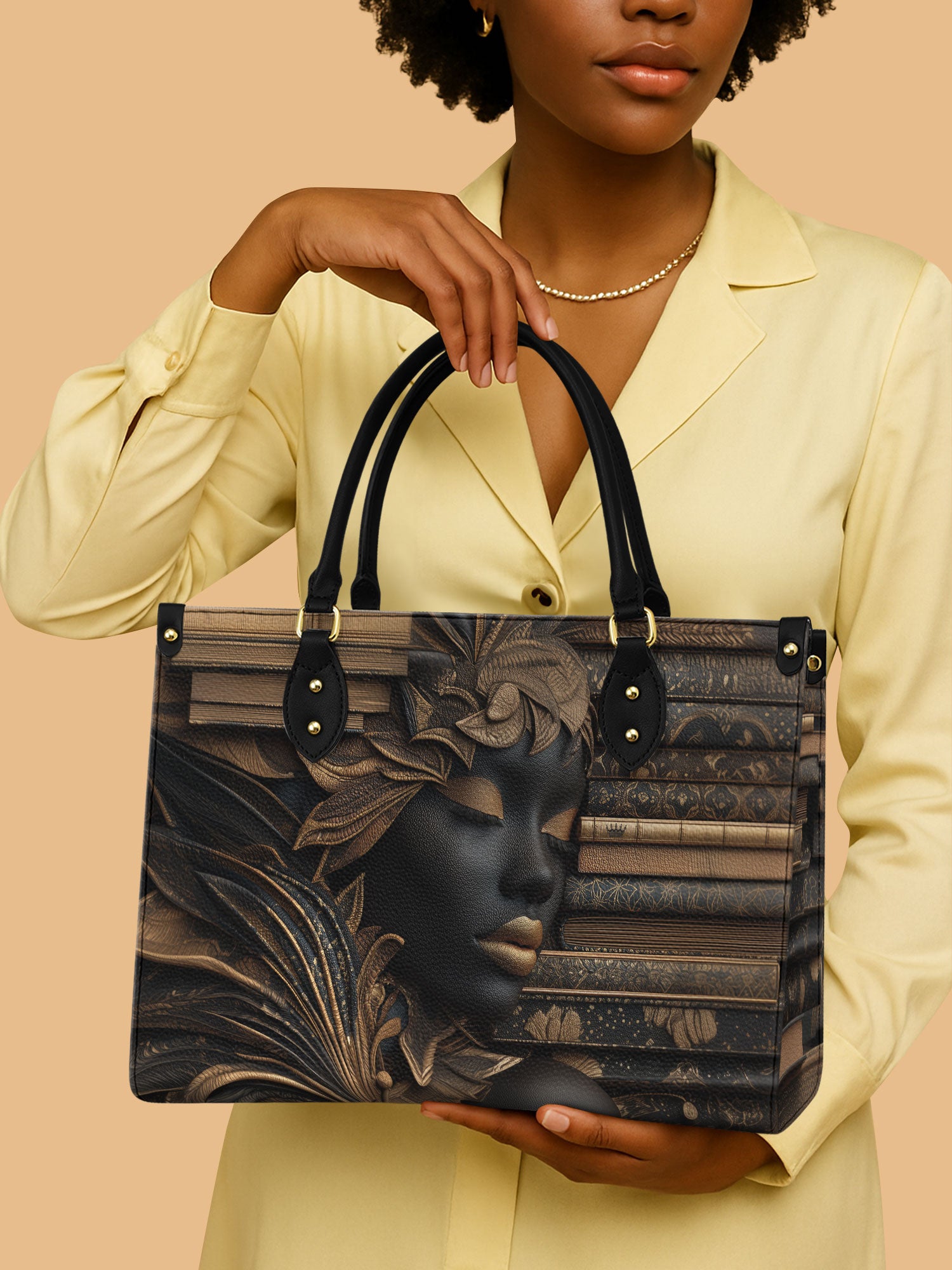 African Queen Wisdom Goddess Leather Bag Black Woman Theme Bag African Art Gifts For Her
