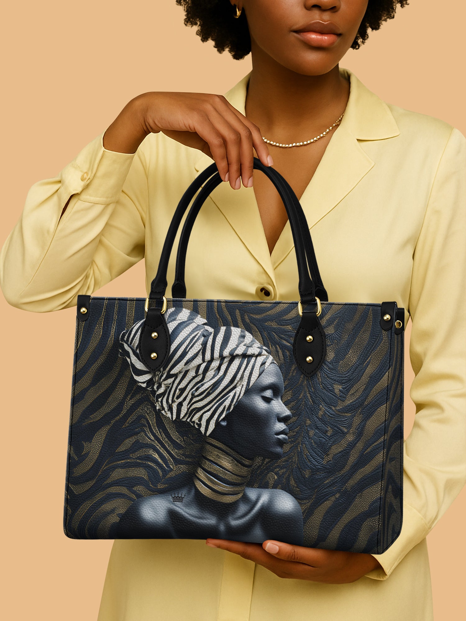 African Queen Zebra Noir Leather Bag African American Bag Black Woman Zebra Lover Gifts