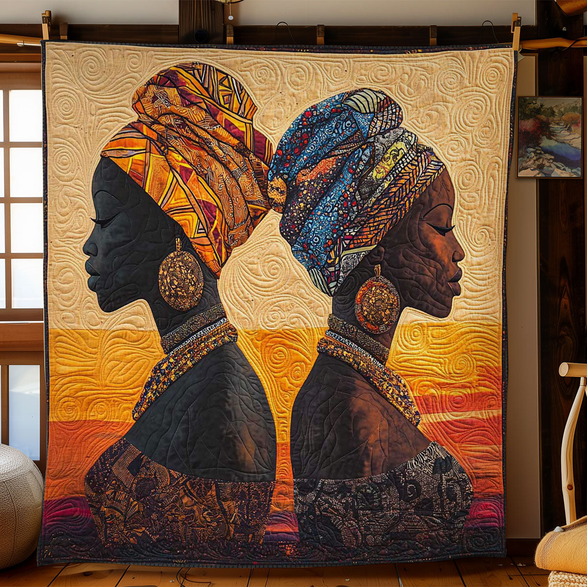 African Reflection Quilt Blanket African Art Throw Blanket Best Gifts For Native
