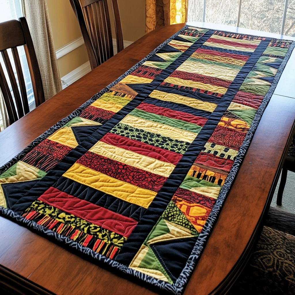 African Rhythm Quilted Table Runner Dining Table Decor Best African American Gifts