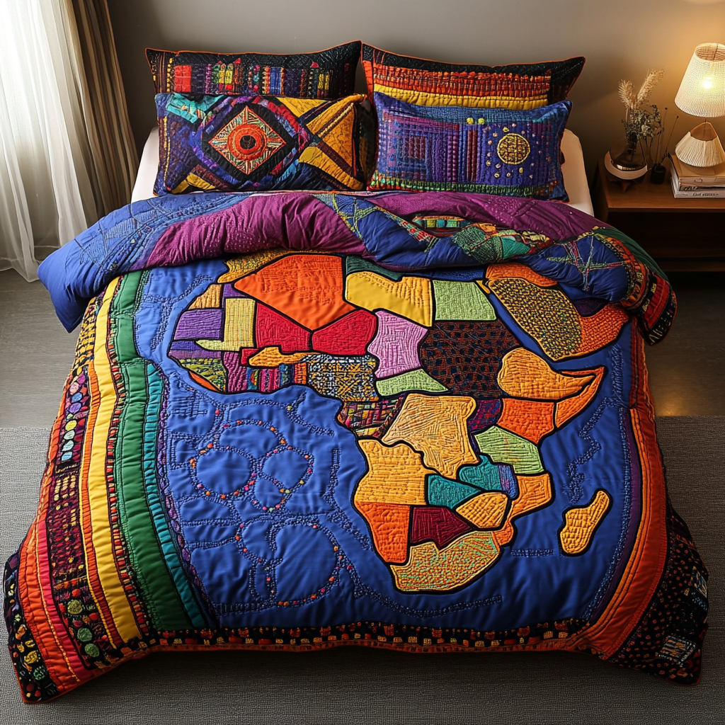 African Roots Quilted Bedding Set Best Bed Sheet Set Best African American Gifts