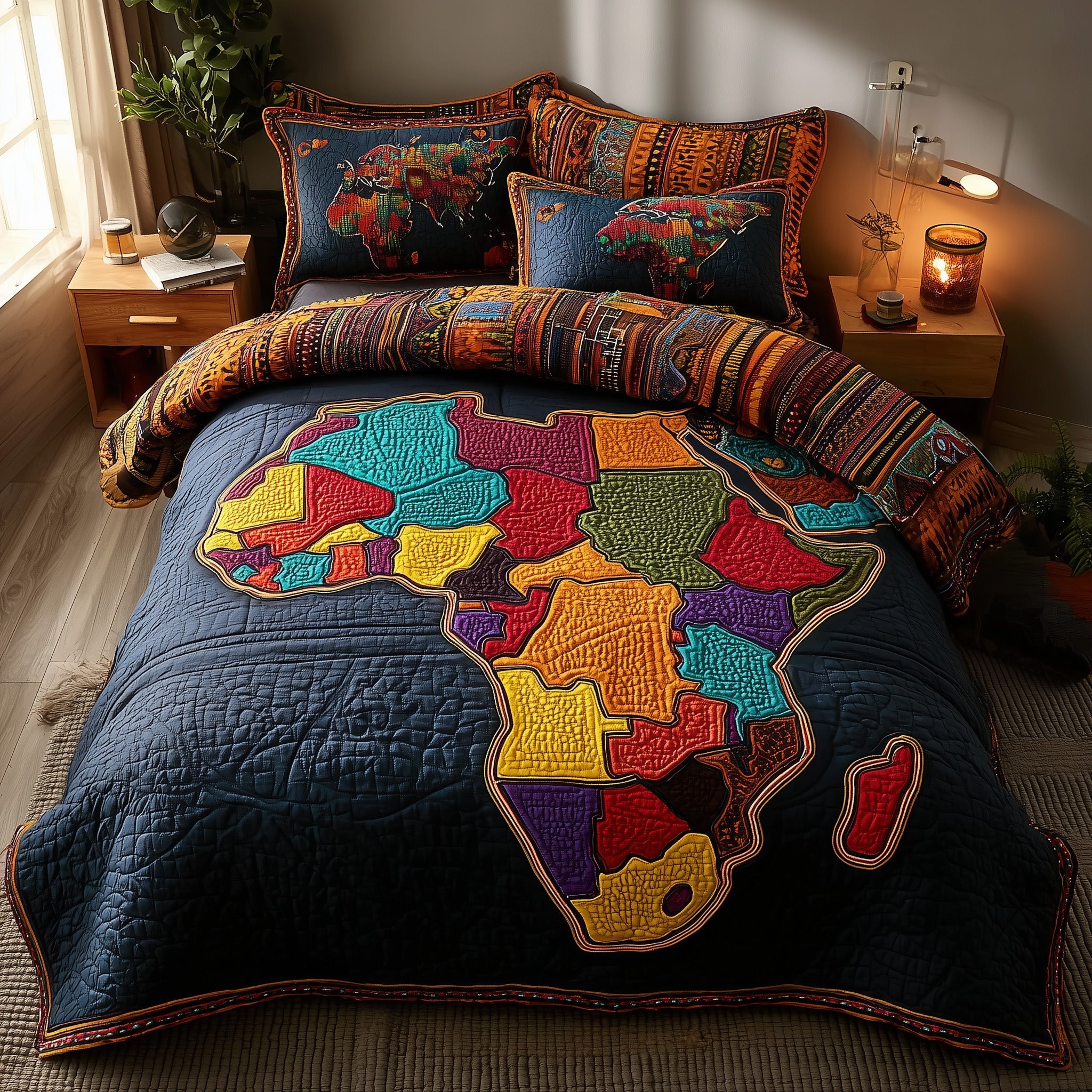 African Roots Quilted Bedding Set Elegant Bedding