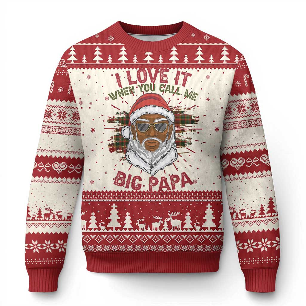 African Santa Call Me Big Papa Ugly Christmas Sweater Black Santa Themed Jumper Gifts