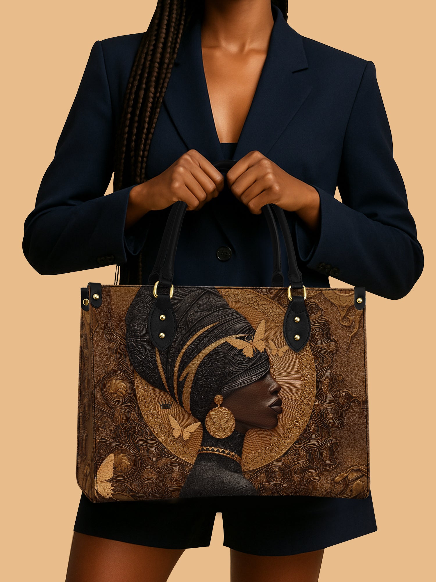 African Silent Queen Leather Bag Black Women Theme Bag Elegant African American Gift Ideas