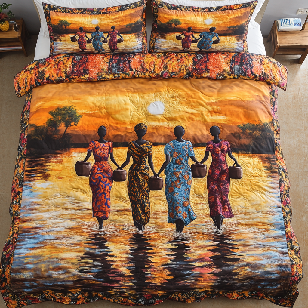African Spirit Quilted Bedding Set Bed Decorations Best African American Gifts