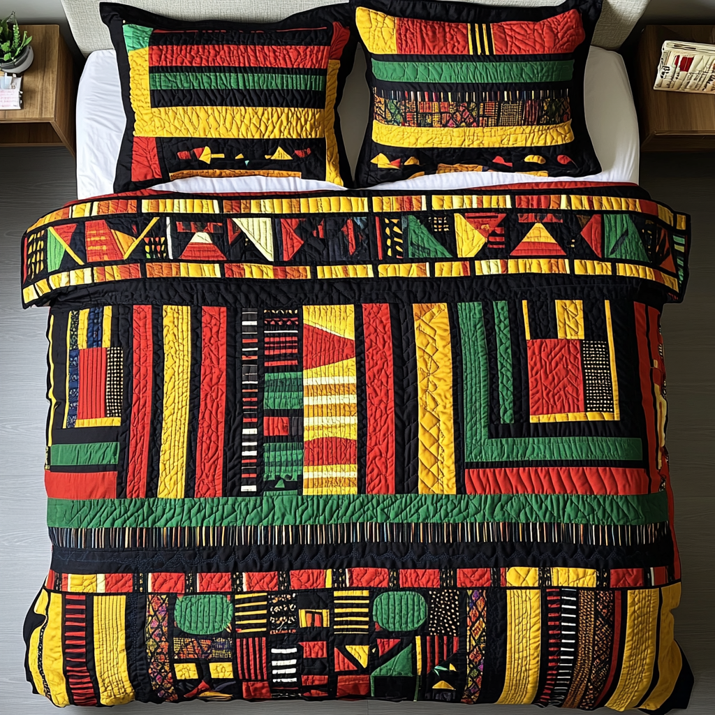 African Vibes Quilted Bedding Set Unique Bed Sheet Set Gifts For Black History Month