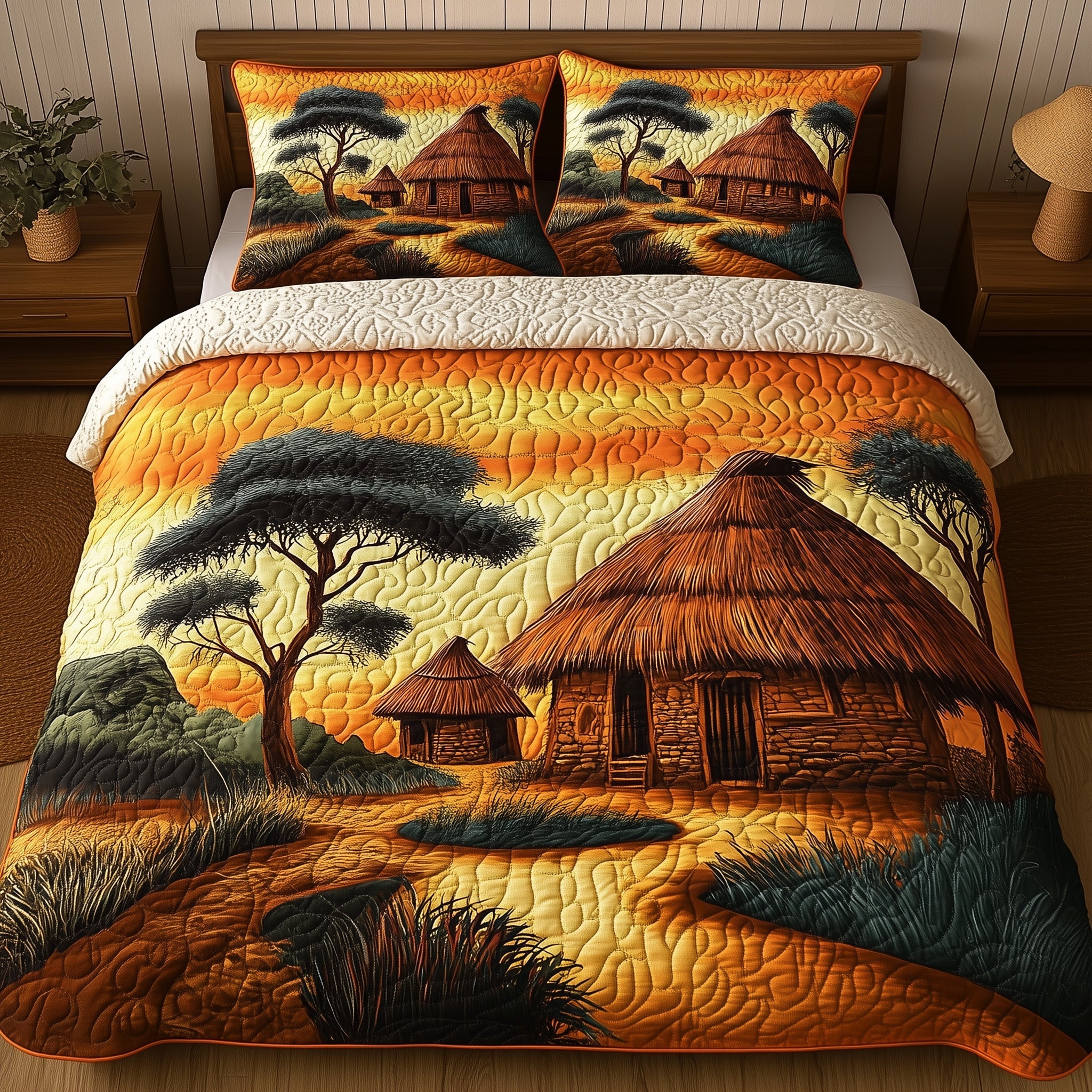African Village Duvet Cover Set Thanksgiving Merch Gift