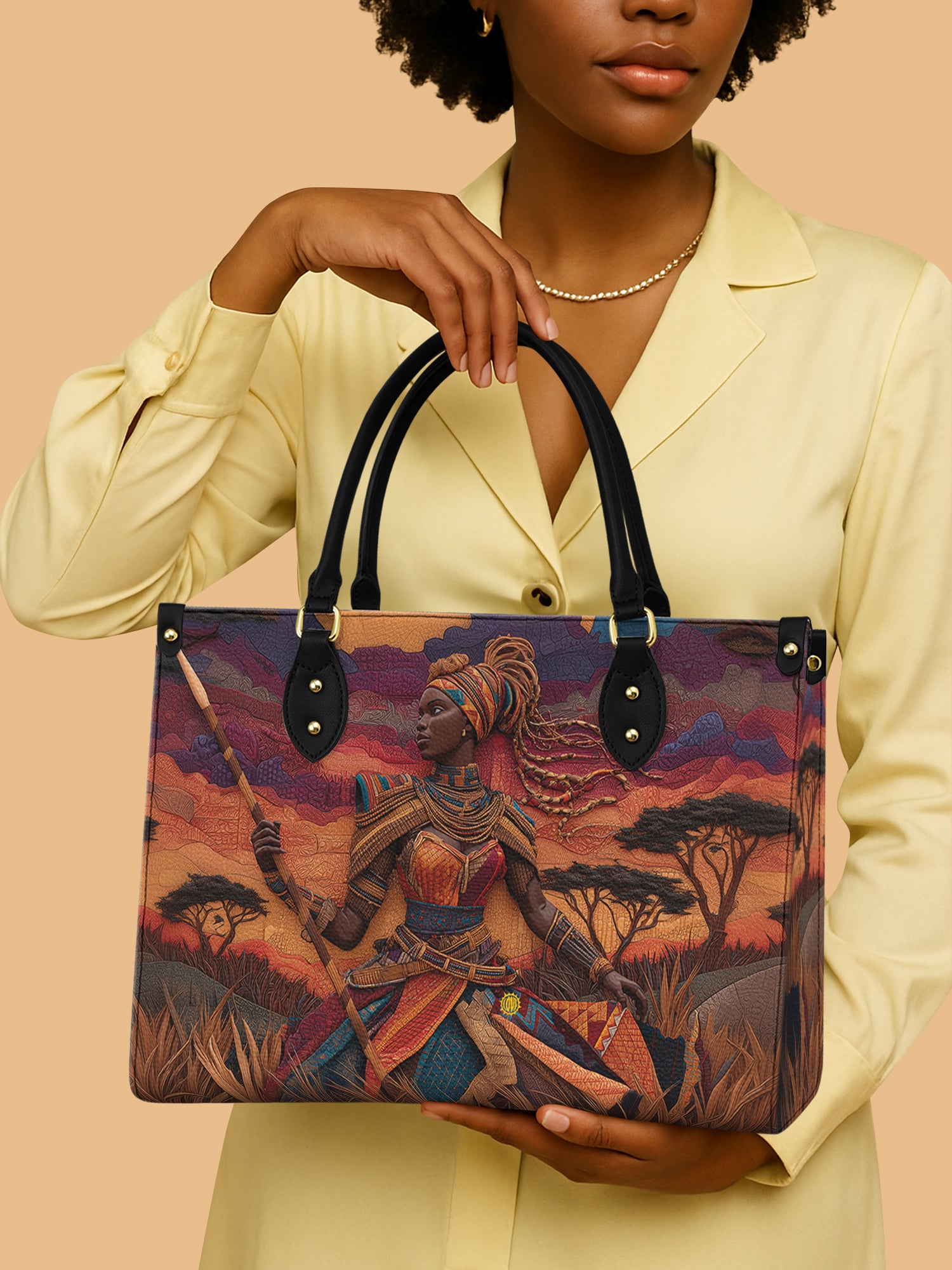 African Warrior Leather Handbag Queen Themed Best African American Gifts For Her