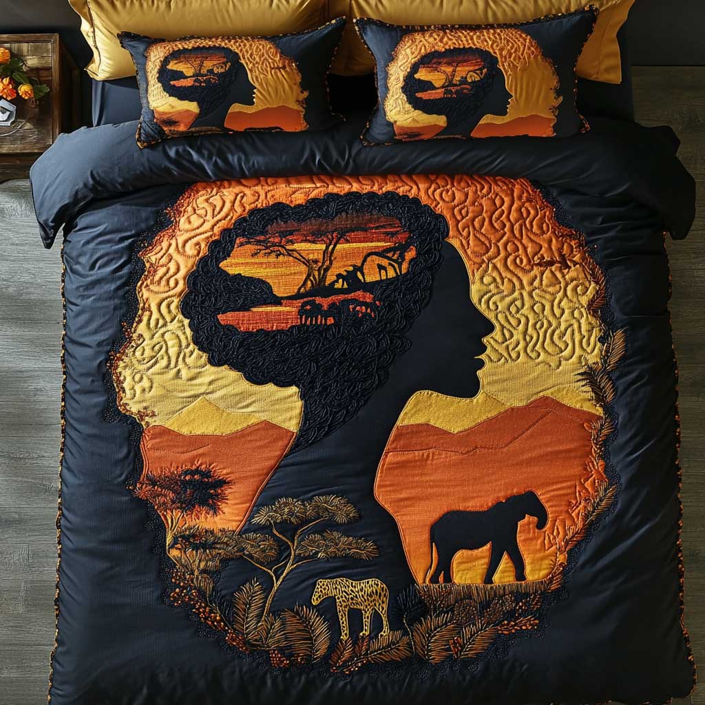 African Whisper Quilted Bedding Set Duvet Cover Bedspread Present Ideas For Her