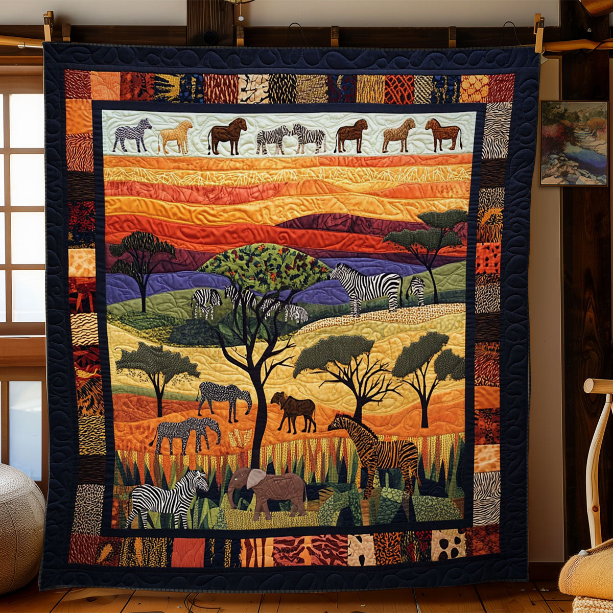 African Wild Animal Forest Quilt Blanket African Art Throw Blanket Best Gifts For Native