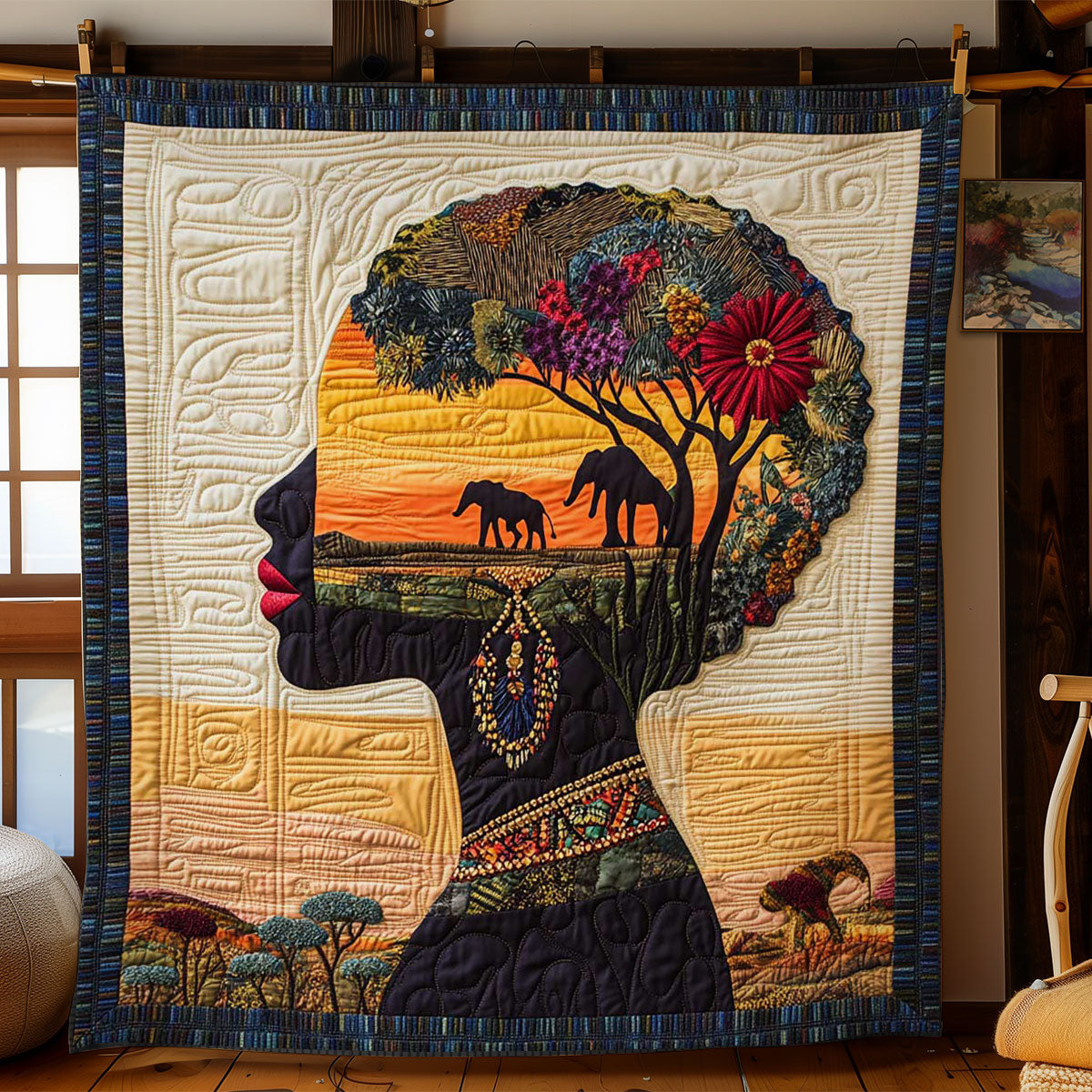 African Wild Soul Quilt Blanket African Art Throw Blanket Native Present Ideas