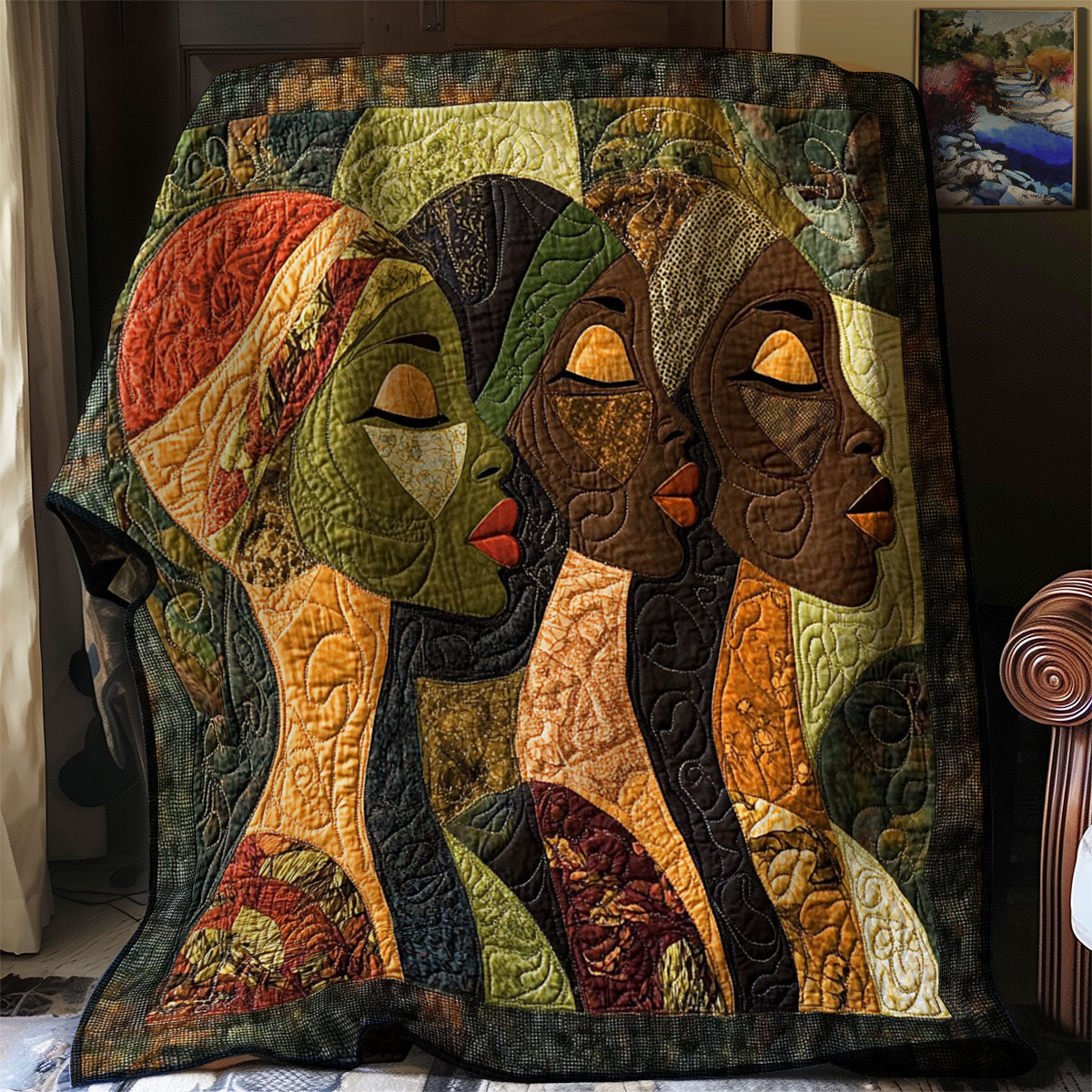 African Woman Abstract Quilt Blanket Christmas Throws Nanna Gifts For Christmas