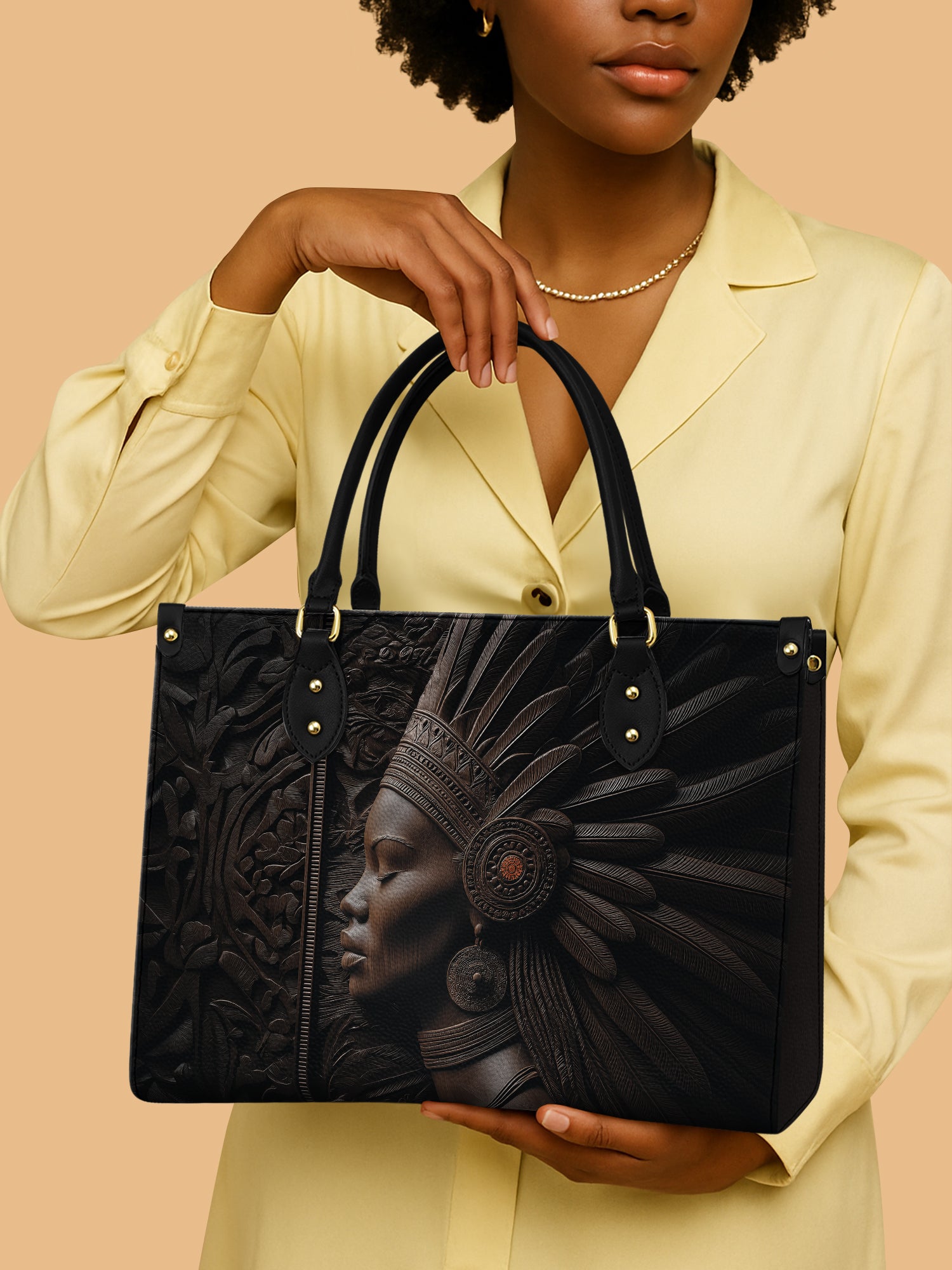 African Woman Ancient Tribal Leather Bag African Art Inspired Bag Native American Gifts