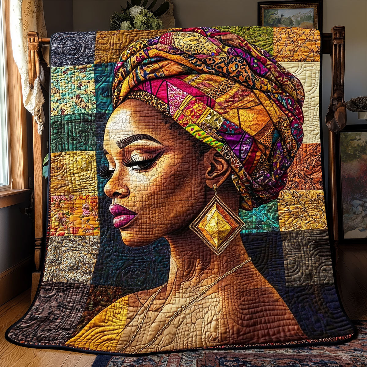 African Woman Charming Beauty Quilt Blanket African Art Throw Blanket Nice Native Gifts