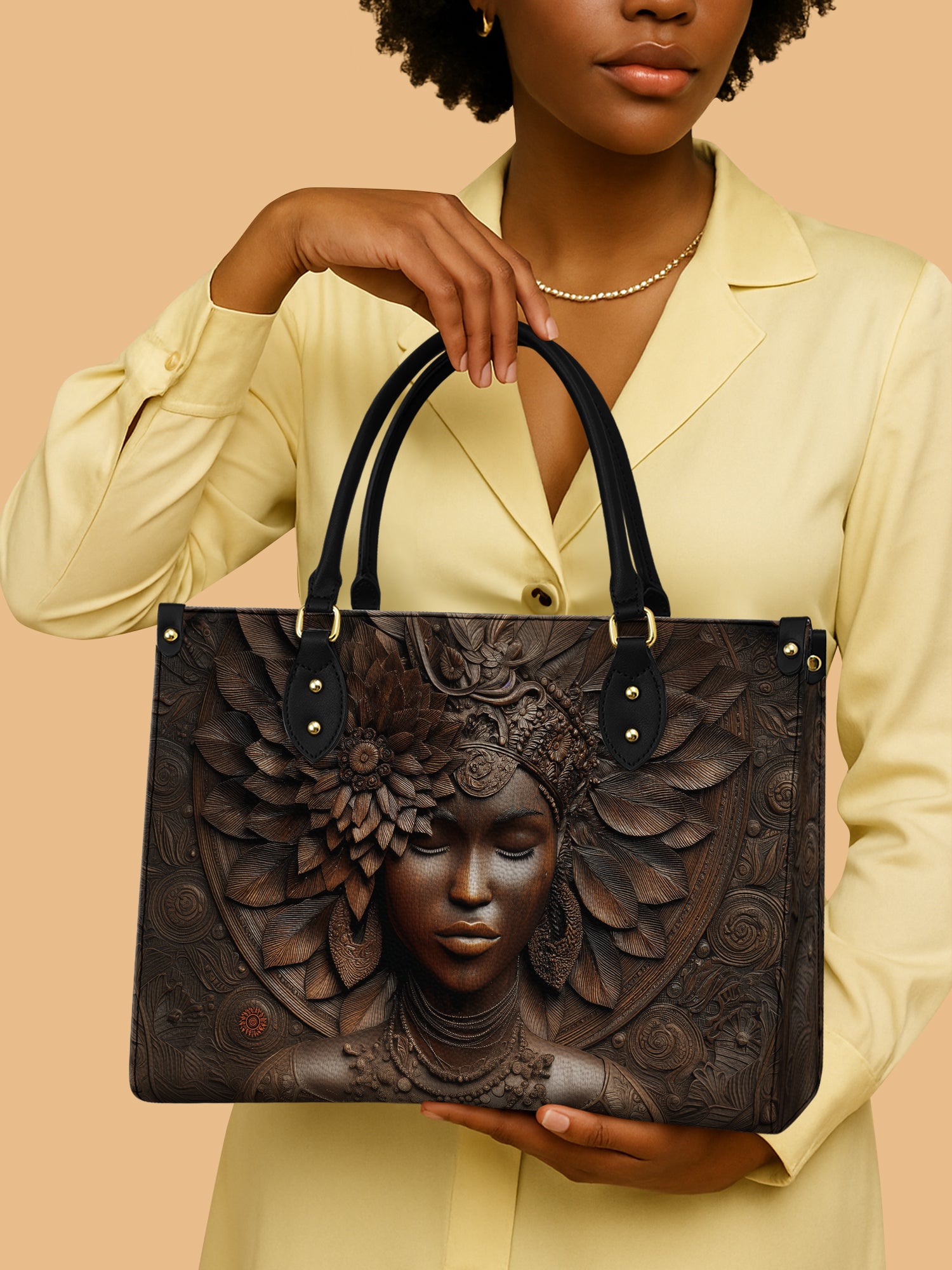 African Woman Leather Handbag Afri Legacy Themed  African American Presents