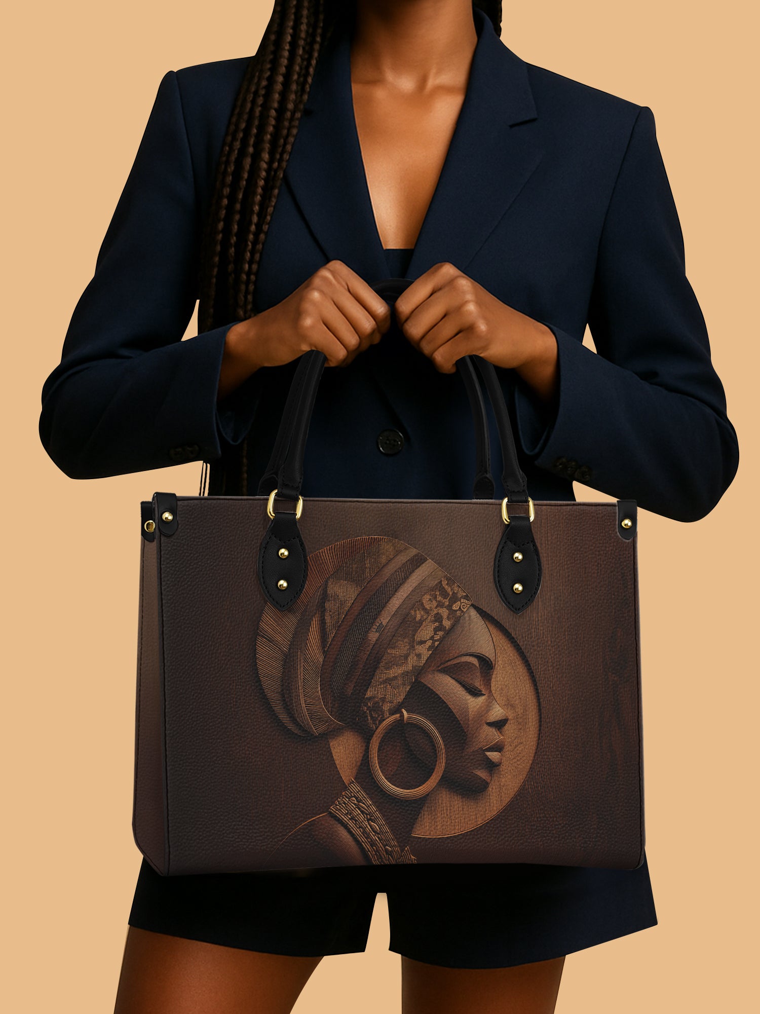 African Woman Leather Handbag Black Women Melanin Presents For Friends