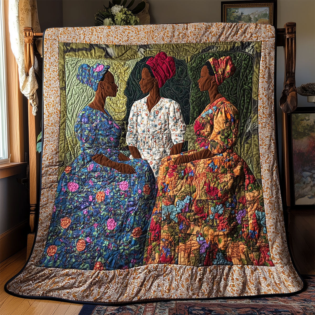 African Woman Moment of Serenity Quilt Blanket African Art Throw Blanket Native Gift Ideas