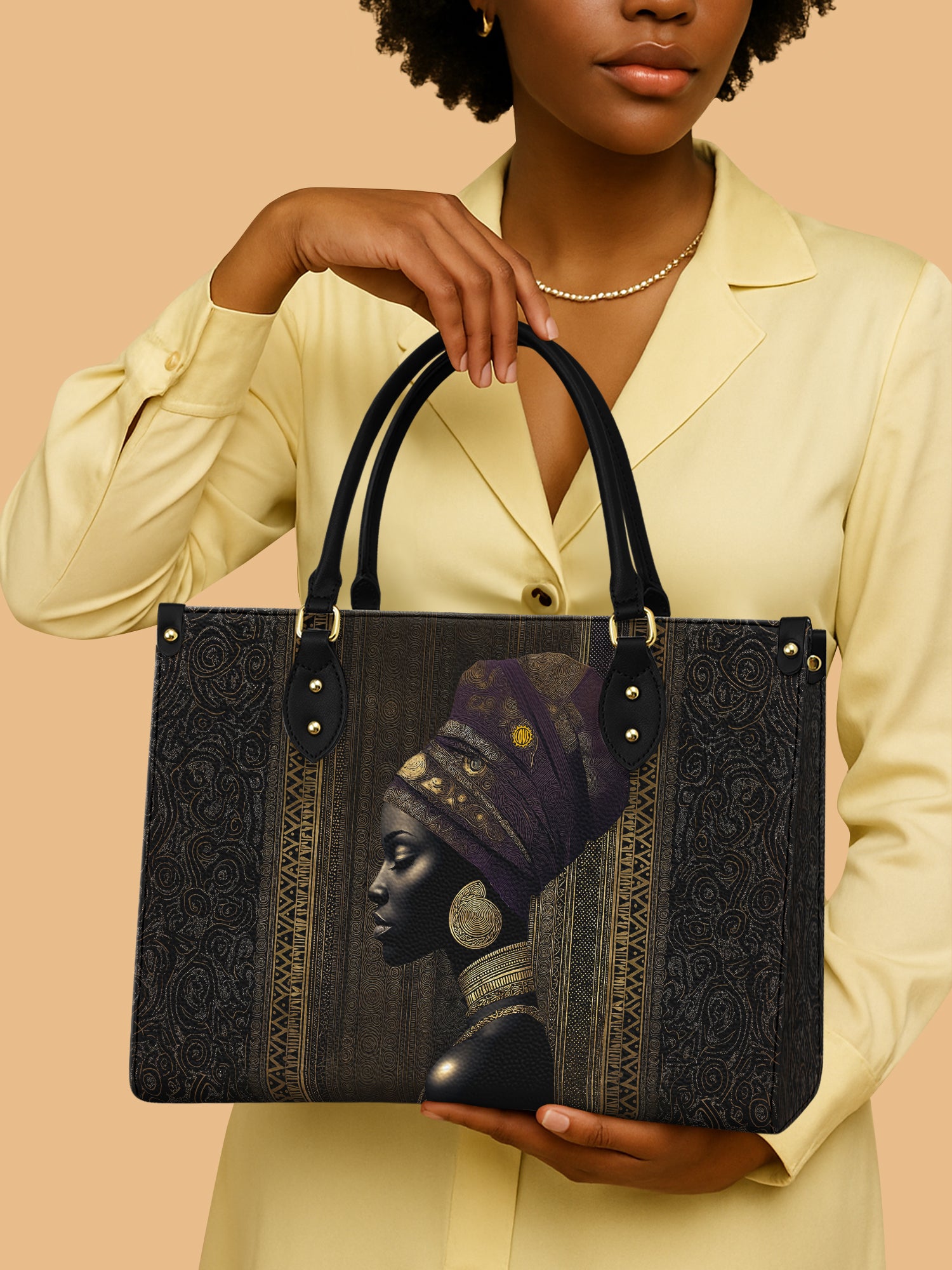 African Woman Mystic Empress Leather Bag African Art Theme Bag Native Gifts For Girlfriend
