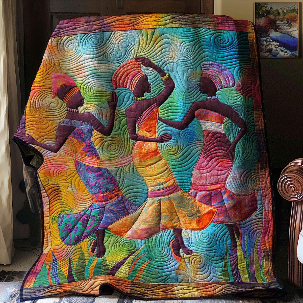 African Woman Quilt Blanket Throw Blankets For Couch Mother's Day Gift Ideas For Wife