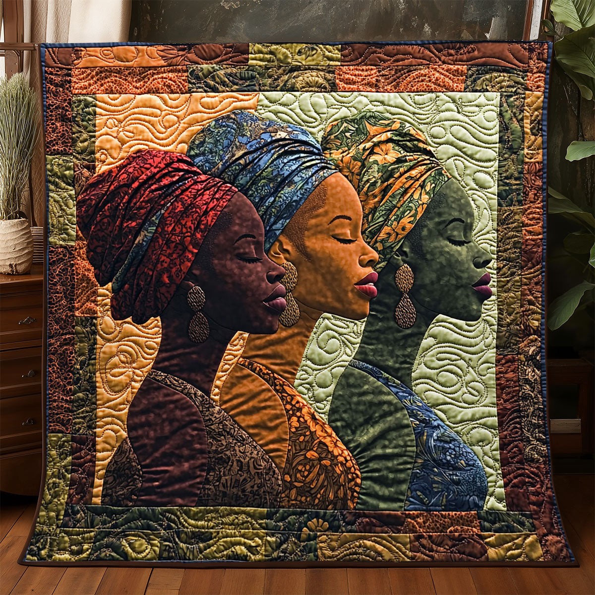 African Woman Quilt Luxury Quilt Blanket Gift for Elegant Interiors