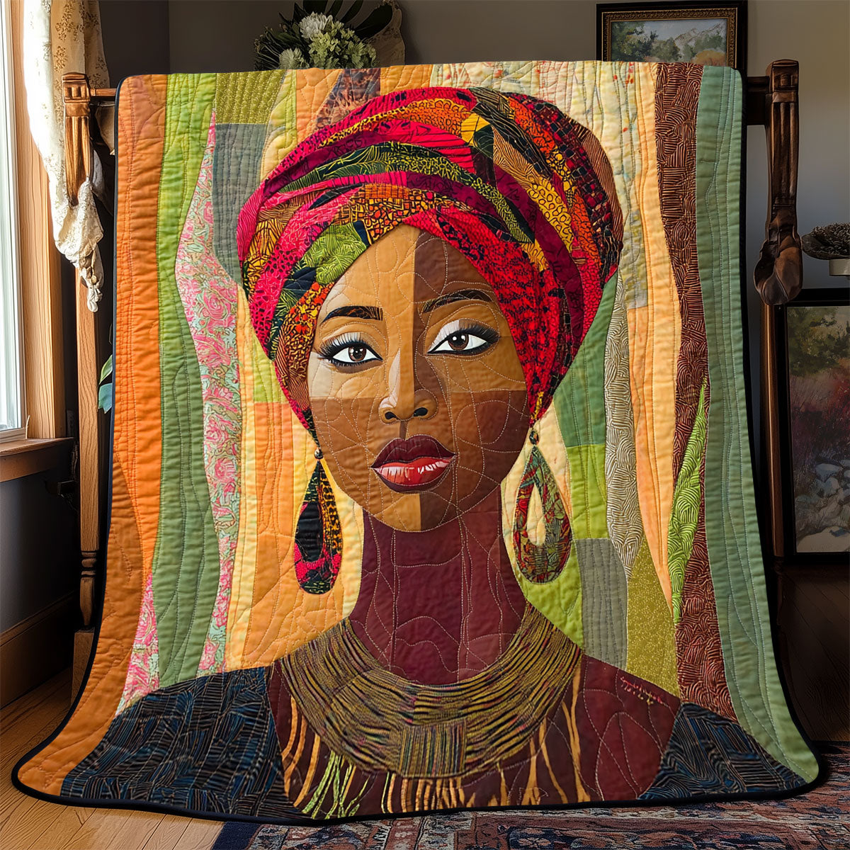 African Woman Shades Of Beauty Quilt Blanket African Portrait Art Blanket Native Gifts