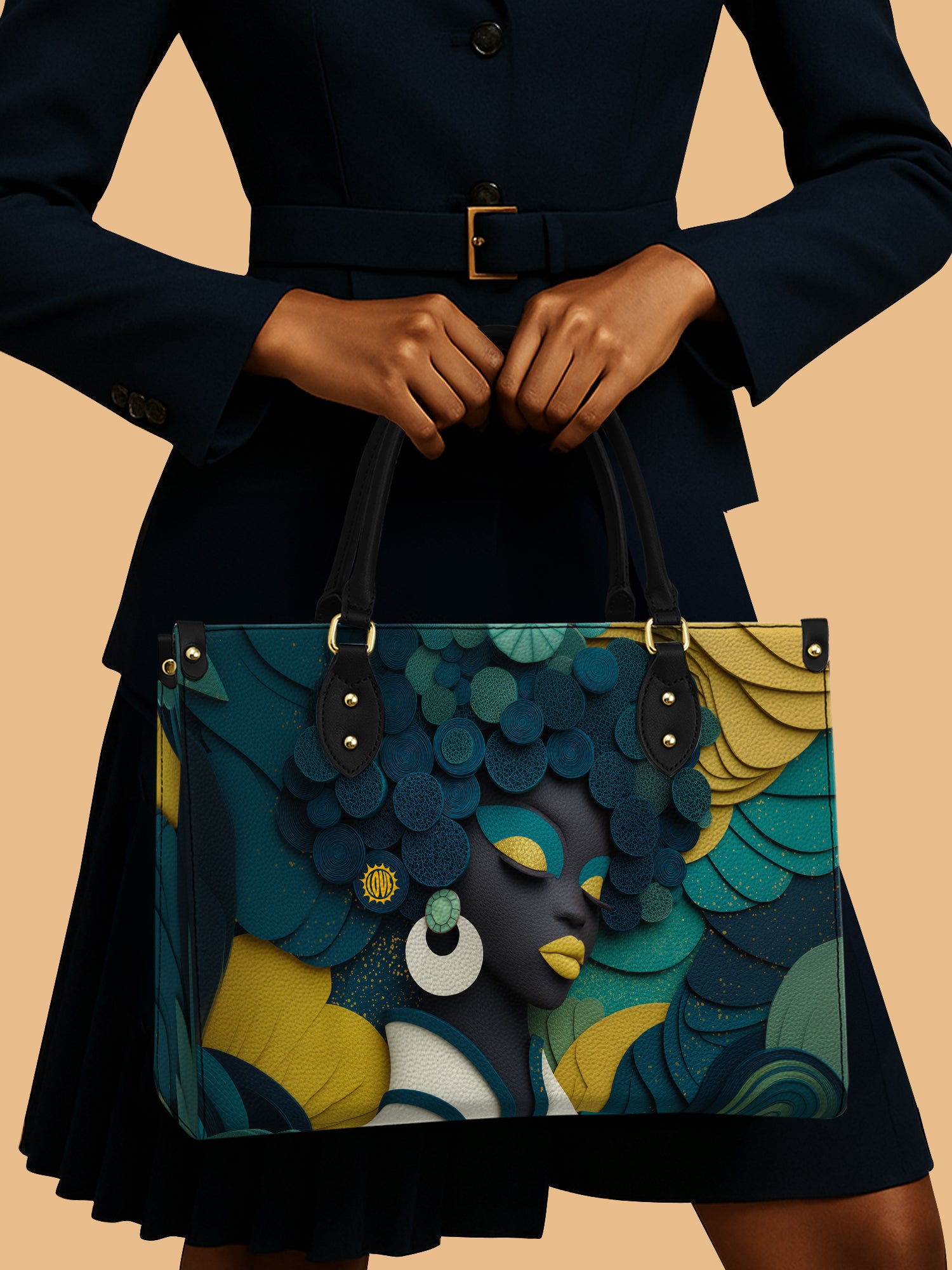 African Woman The Artful Power Leather Bag African Art Bag Black Women Presents For Her