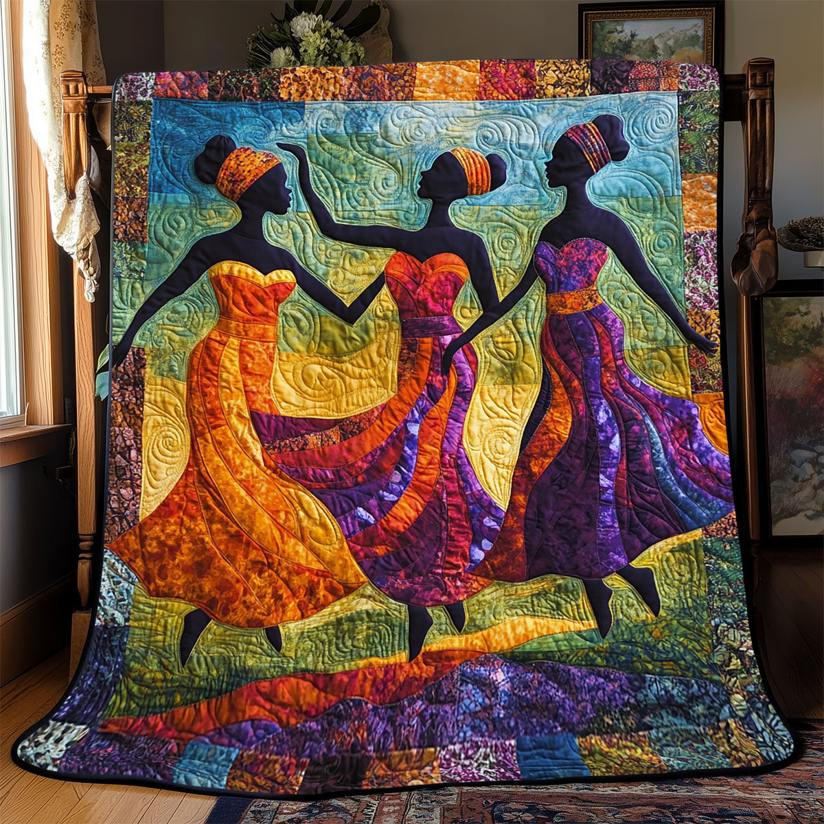 African Women Dancing Quilt Blanket African Art Throw Blanket Best Presents For Native