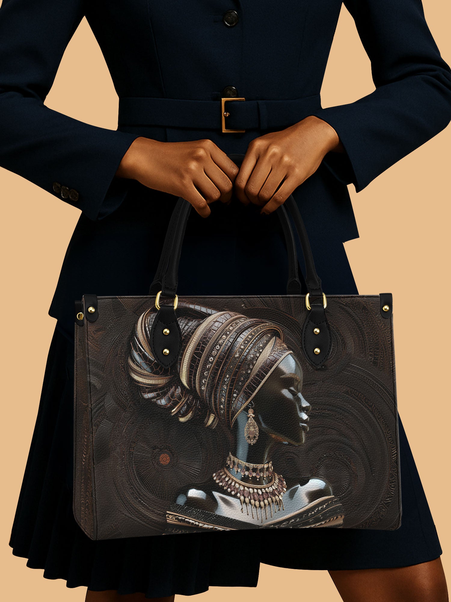 African Women Leather Handbag Color Kings Themed Melanin Presents For Black Women