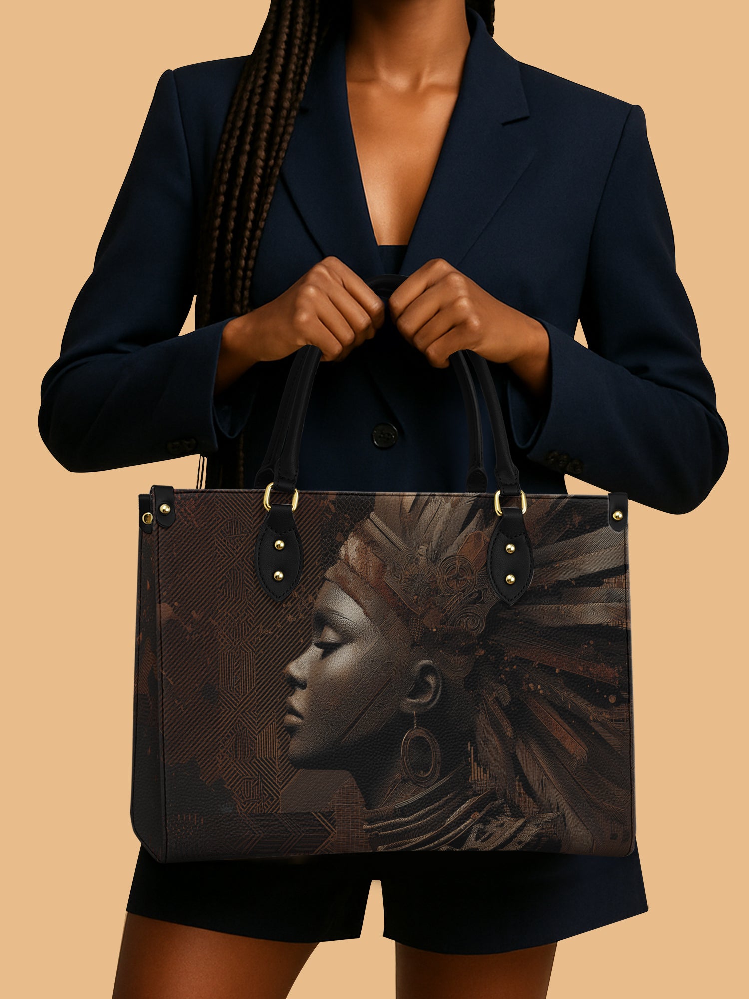 African Women Leather Handbag Queen Themed Cultural Gift Ideas For Mom
