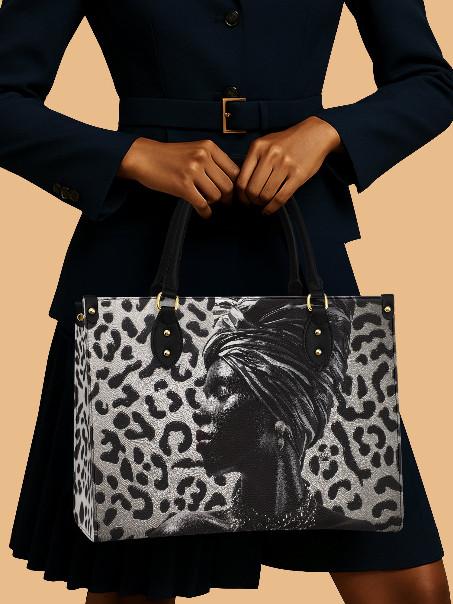 African Women Leopard Leather Handbag Color Kings Themed Melanin Gifts For Black Women