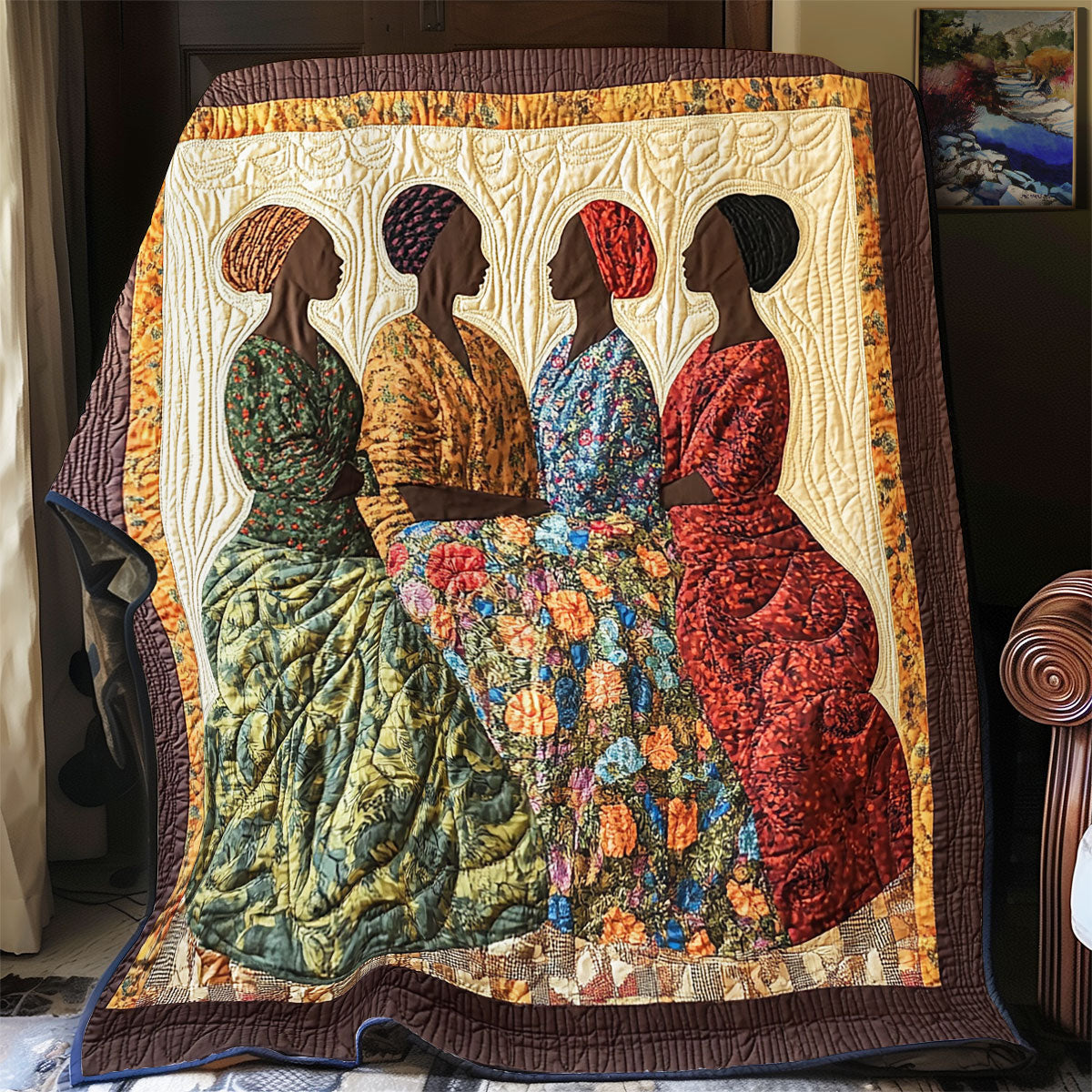 African Women Reunion Quilt Blanket African Art Throw Blanket Best Gifts For Native