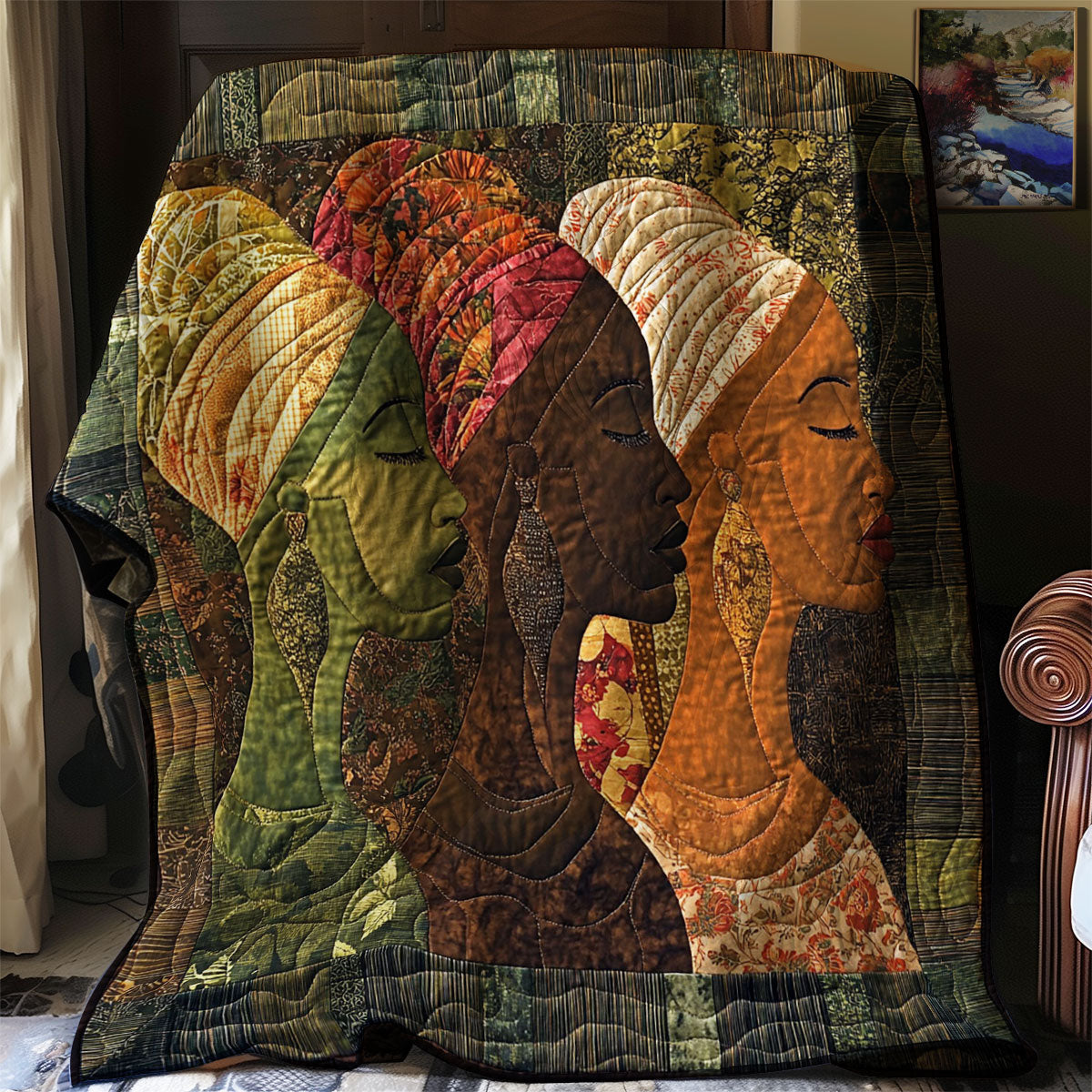 African Women Shades Of Beauty Quilt Blanket African Art Throw Blanket Native Gifts