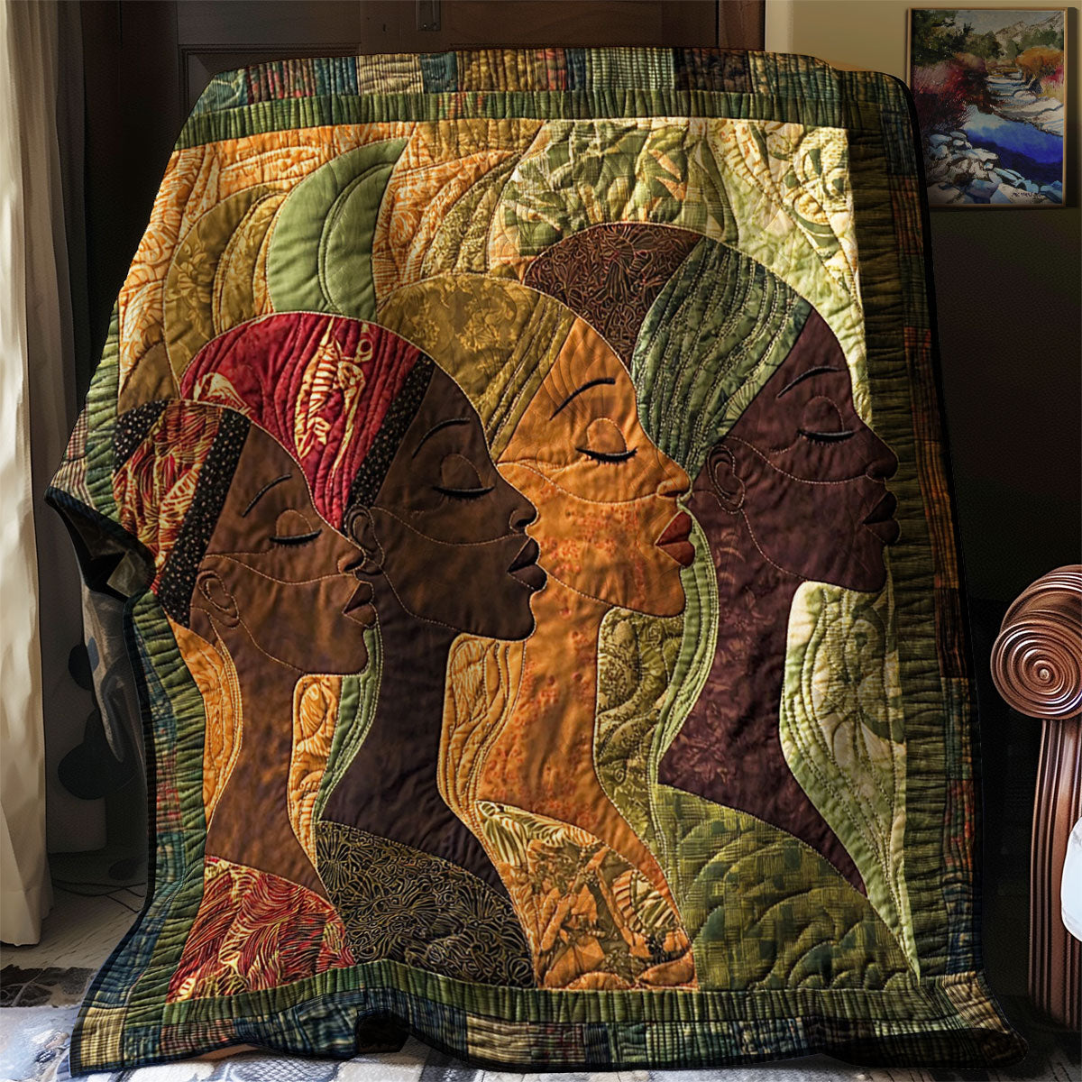 African Women Shades of Grace Quilt Blanket African Art Throw Blanket Gifts For Native