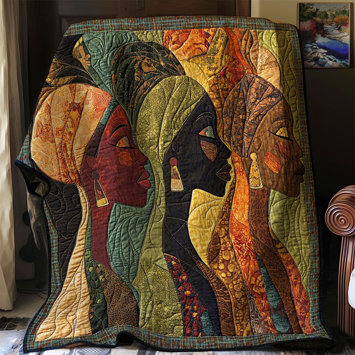 African Women Silent Strength Quilt Blanket African Art Throw Blanket Gifts For Native
