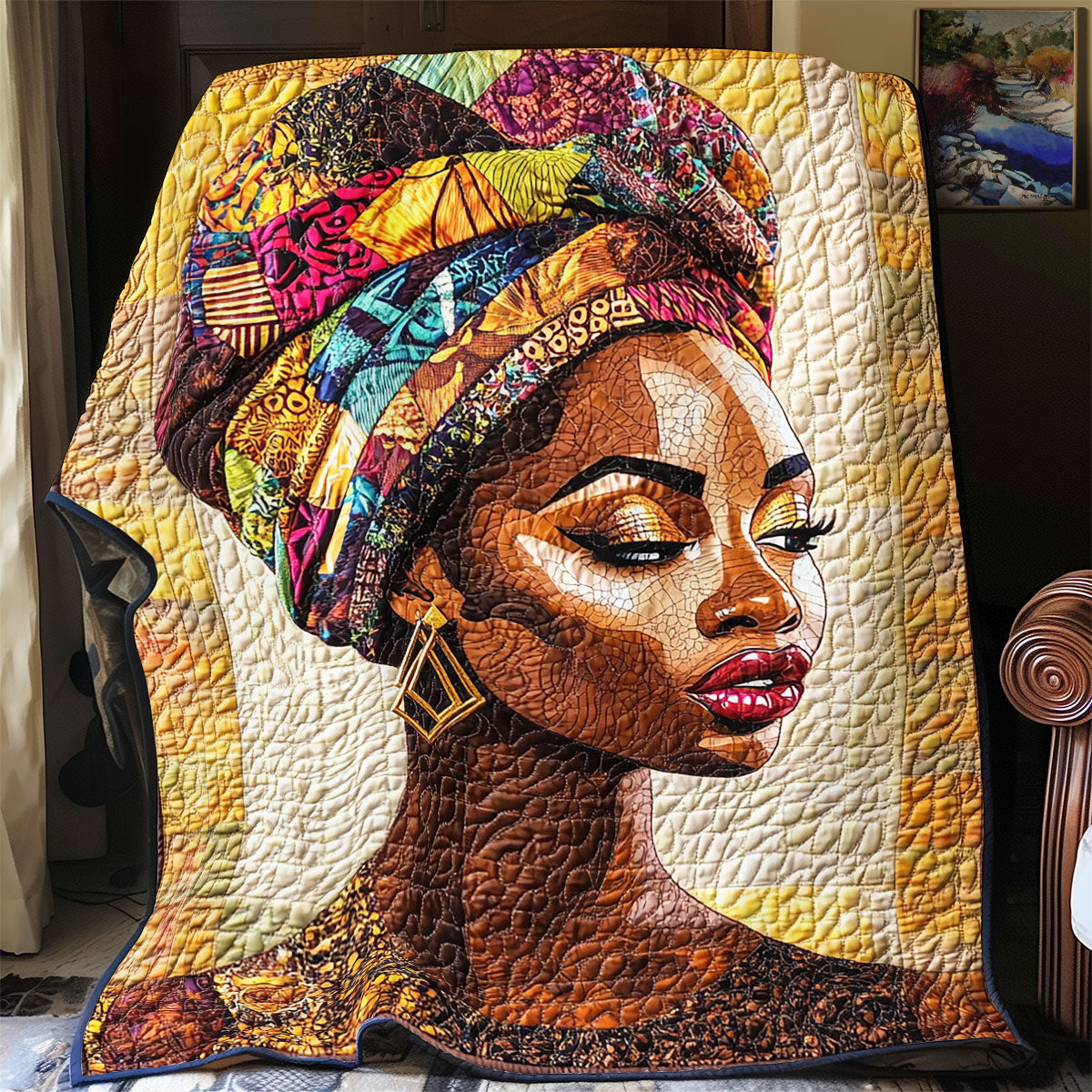 African Women Soulful Repose Quilt Blanket African Art Throw Blanket Native Gifts