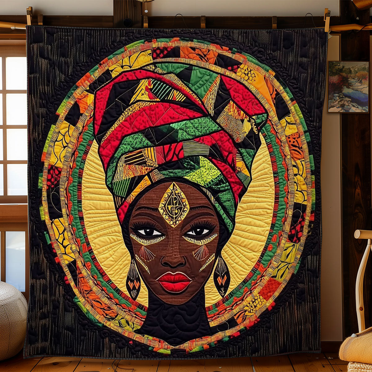 African Women Sun Goddess Quilt Blanket African Art Throw Blanket Native Gifts