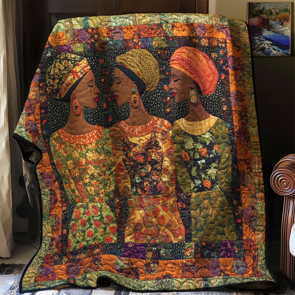 African Women The Sun Catchers Quilt Blanket African Art Throw Blanket Gifts For Native